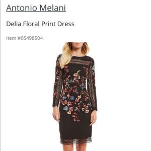 Antonio Melani Black floral long sleeve dress